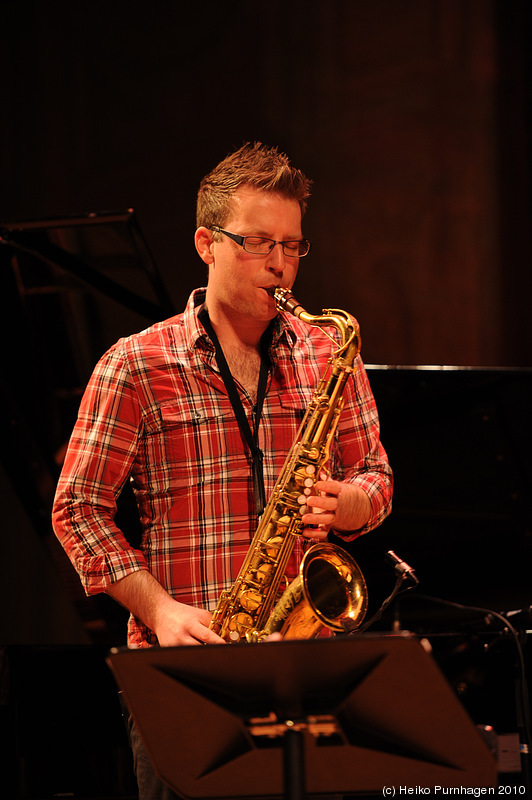 Swedish Jazz Celebration 2010 @ Konserthuset, Stockholm 2010-04-16 - Palle Danielsson b, Fredrik Nordström sax, Jon Fält dr - Photo: Heiko Purnhagen 2010