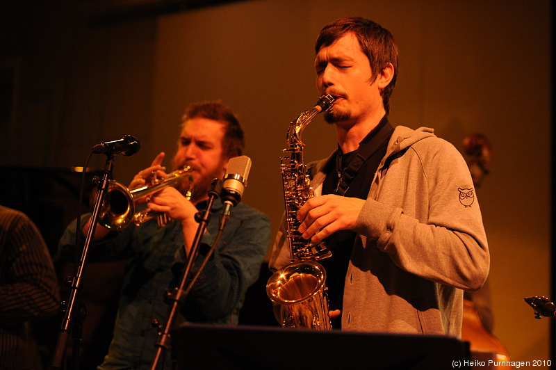 Swedish Jazz Celebration 2010 @ Konserthuset, Stockholm 2010-04-17 - Je Suis! (Niklas Barnö trp, Mats Äleklint trb, Marcelo Gabard Pazos sax, Alexander Zethson p, Joel Grip b, Magnus Vikberg dr) - Photo: Heiko Purnhagen 2010